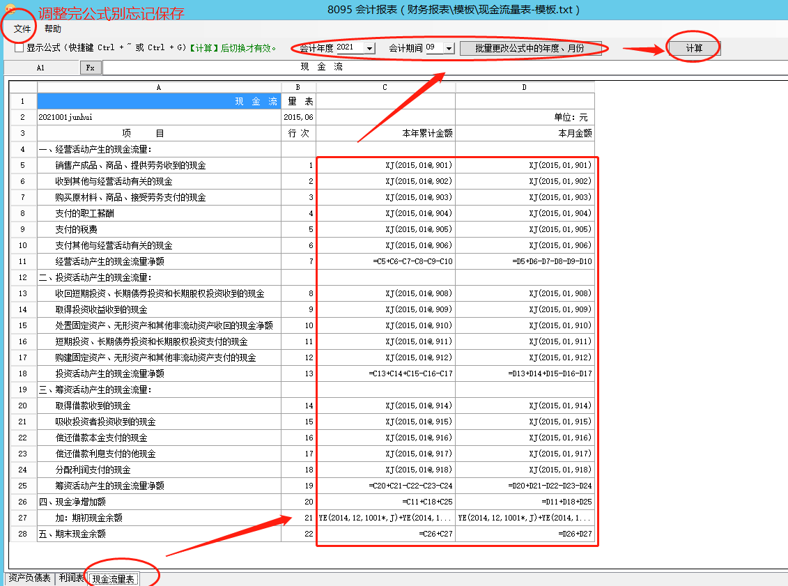 财务软件-会计报表-现金流量表