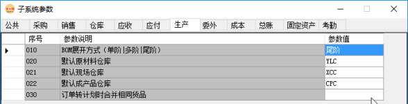 erp系统管理-生产管理系统参数