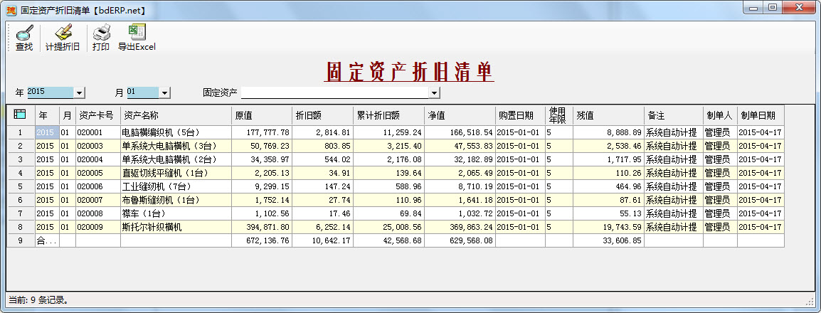 固定资产折旧清单-1